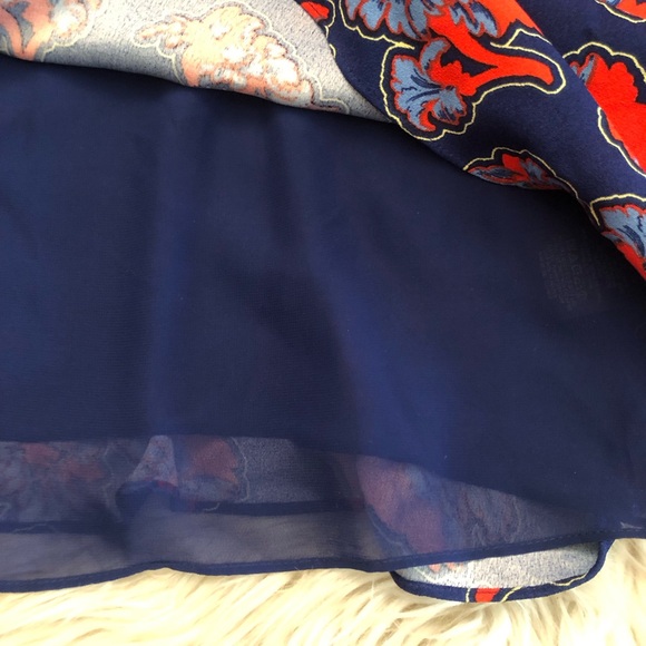 Anthropologie Peter Som Sintra Blue Red Floral Tiered Asymmetrical Hem Dress 12 - Picture 13 of 14